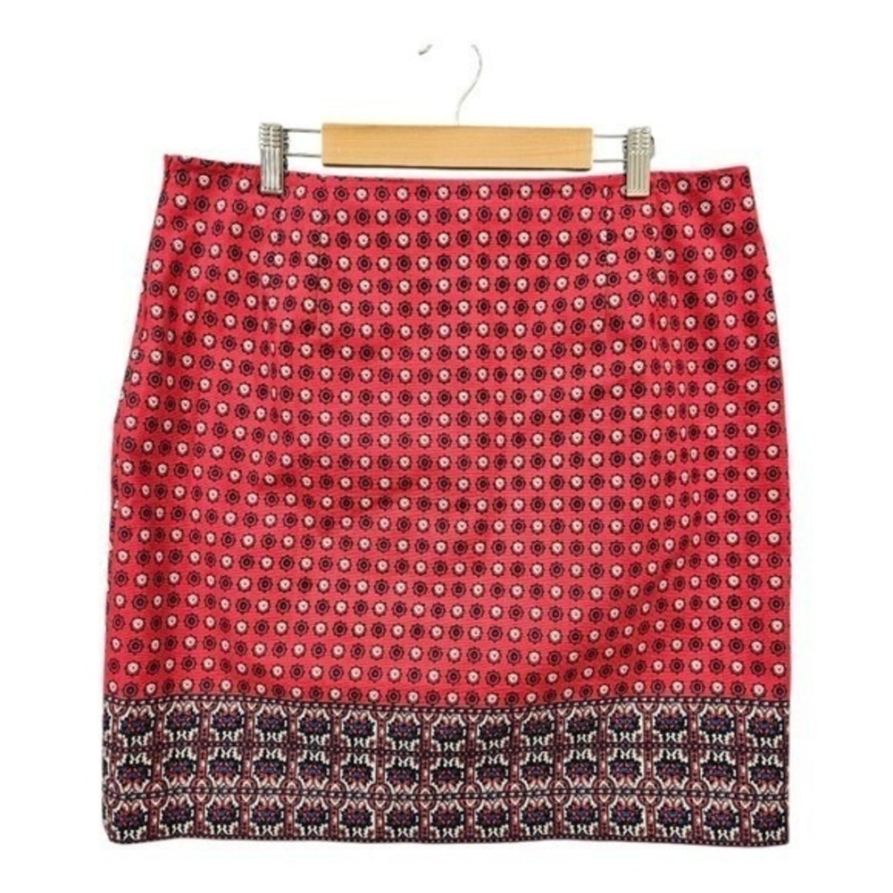 Talbots Midi Mini Pencil Skirt Handkerchief‎ Border Print Office Preppy 12